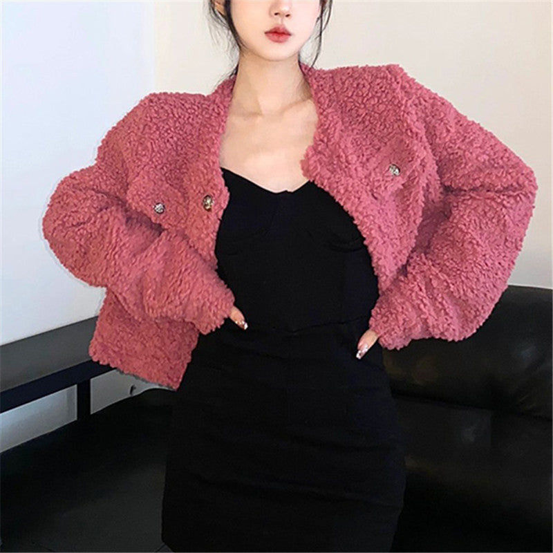 French Round Neck Single-breasted Sweater Coat