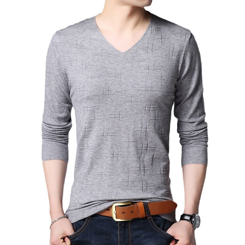 Men's Casual V-neck Thin Base Long Sleeve